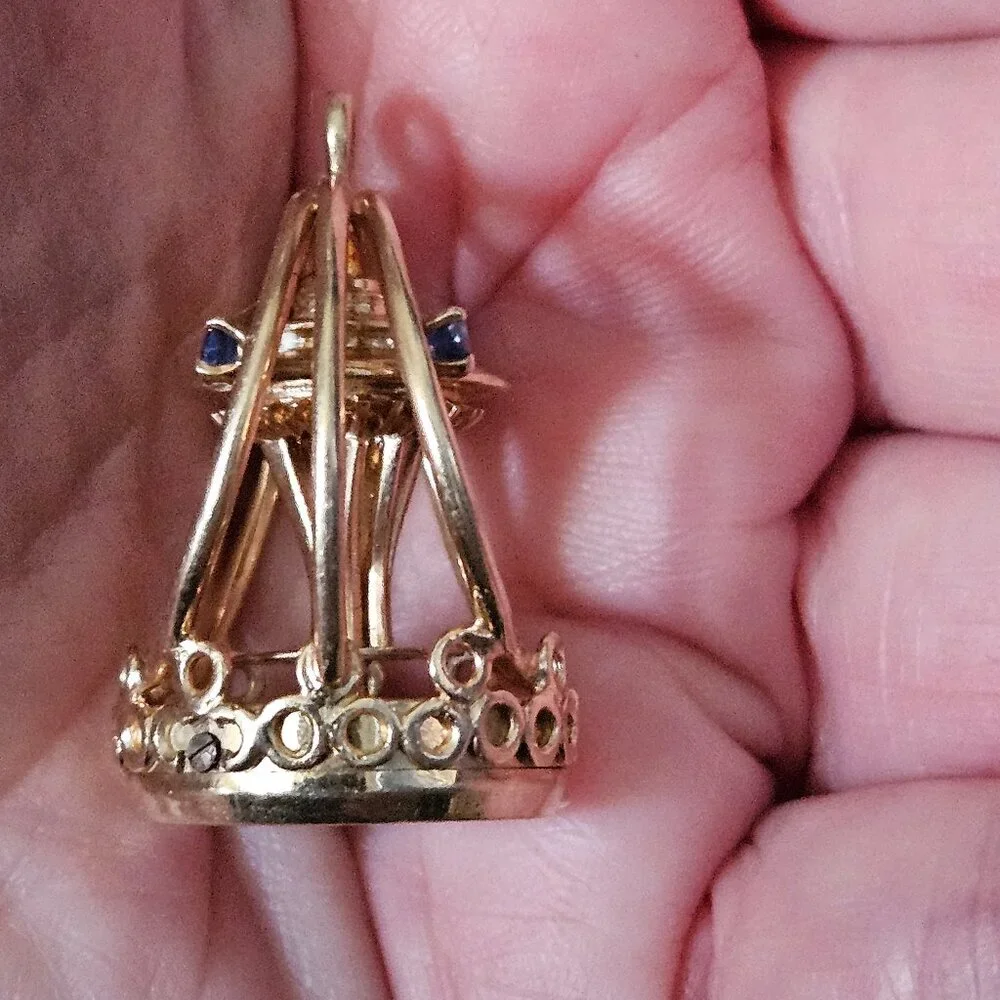 VINTAGE DANKNER 3D MECHANICAL SEATTLE SPACE NEEDLE 14K CHARM PENDANT NECKLACE